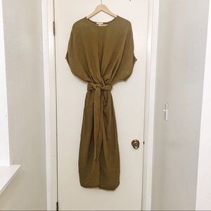 Suunday Olive Gauze Wrap Dress.